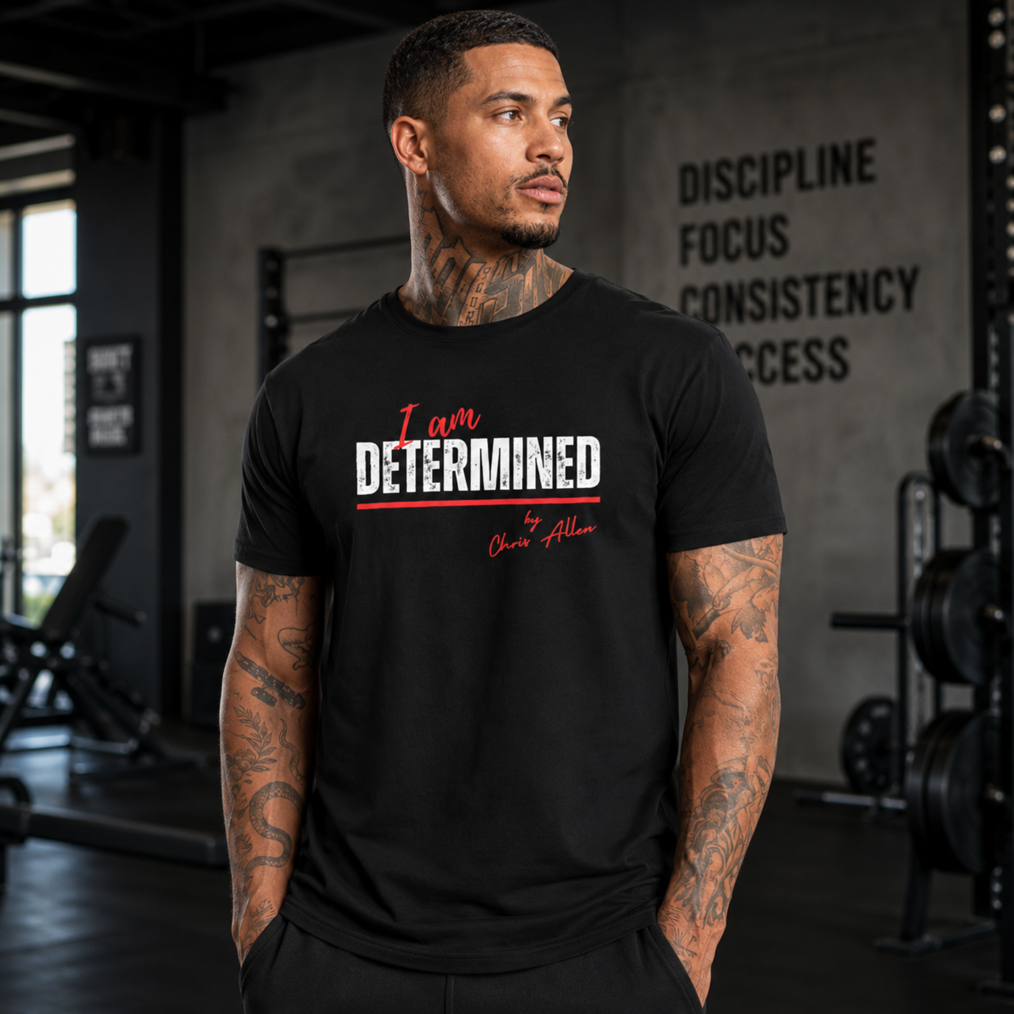 I AM DETERMINED UNISEX TSHIRT (BLACK)